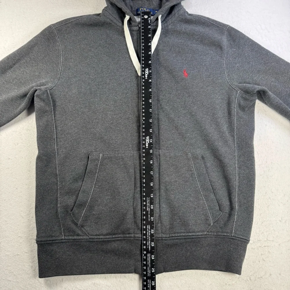 Polo Ralph Lauren Men’s M Charcoal‎ Full‑Zip Hoodie Red Pony